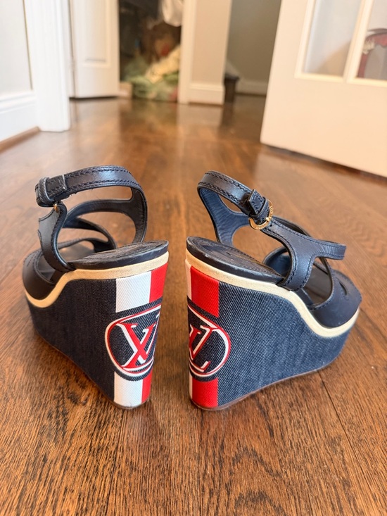 Louis Vuitton Shoes - 🌟 Louis Vuitton monogram postcard Wedges Sandals size 40 - us 9-9.5 super rare!